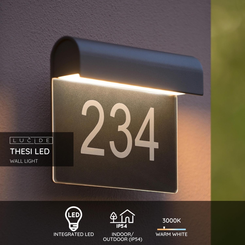 Lucide THESI LED - Nástenné svietidlo Vonkajšie - LED - 1x6W 3000K - IP54 - Čierne